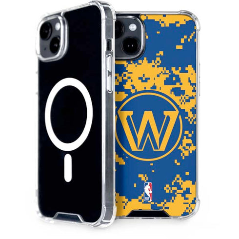NBA Golden State Warriors Digi Camo iPhone 14 Plus MagSafe Case