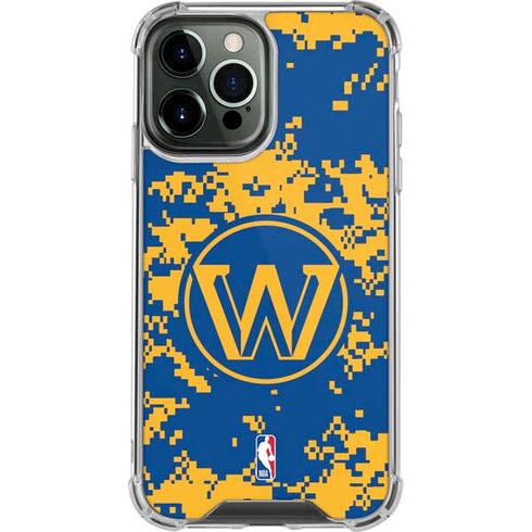 NBA Golden State Warriors Digi Camo iPhone 14 Pro Max Clear Case