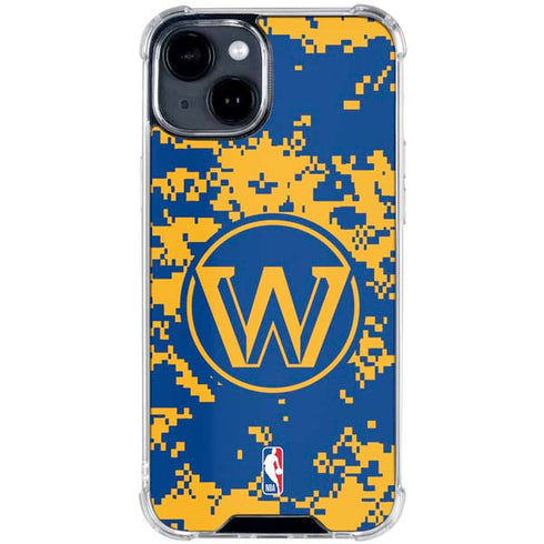 NBA Golden State Warriors Digi Camo iPhone 15 Clear Case