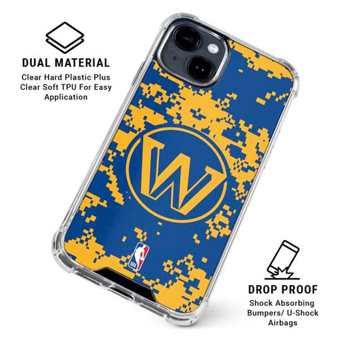 NBA Golden State Warriors Digi Camo iPhone 15 Clear Case