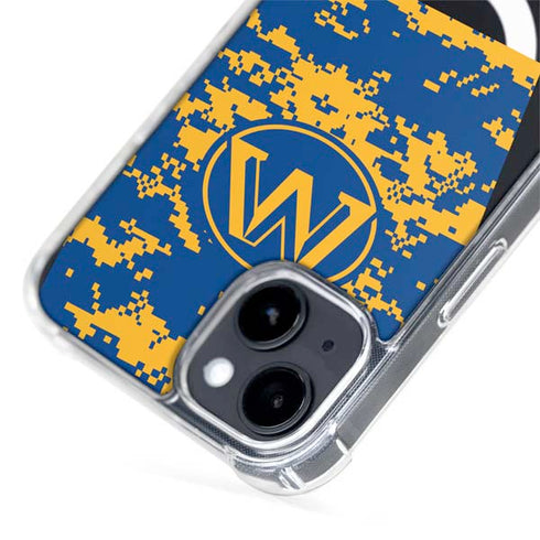 NBA Golden State Warriors Digi Camo iPhone 15 Plus MagSafe Case