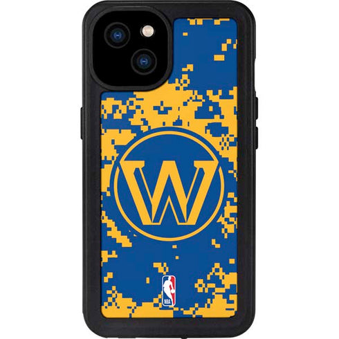 NBA Golden State Warriors Digi Camo iPhone 15 Plus Waterproof Case