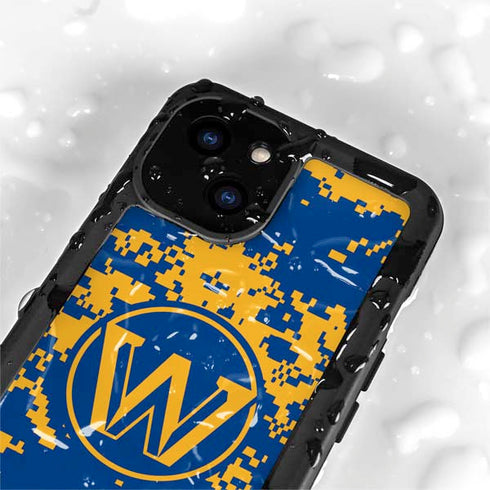 NBA Golden State Warriors Digi Camo iPhone 15 Plus Waterproof Case