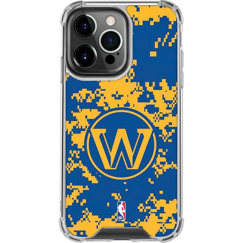 NBA Golden State Warriors Digi Camo iPhone 15 Pro Clear Case