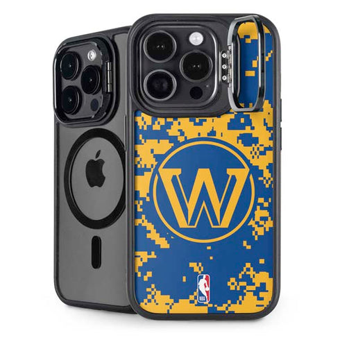 NBA Golden State Warriors Digi Camo iPhone 15 Pro Kickstand Case
