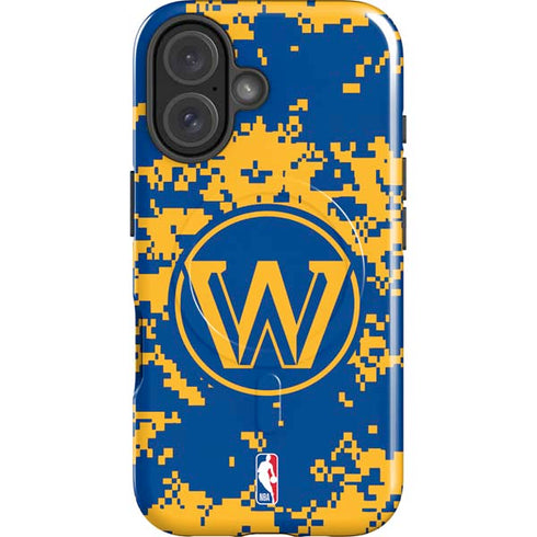 NBA Golden State Warriors Digi Camo iPhone 16 Magsafe Impact Case