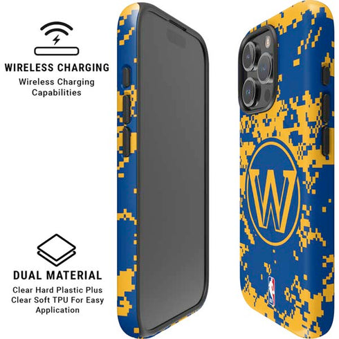 NBA Golden State Warriors Digi Camo iPhone 16 Pro Max Magsafe Impact Case