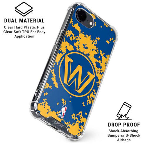 NBA Golden State Warriors Digi Camo iPhone 16e Clear Case