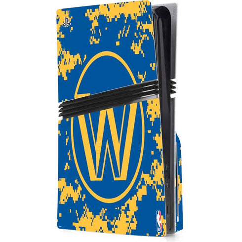 NBA Golden State Warriors Digi Camo PS5 Pro Disk Console Skin