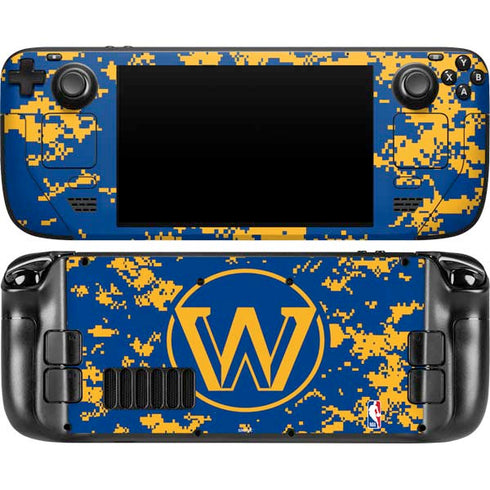 NBA Golden State Warriors Digi Camo Steam Deck Handheld Gaming Computer OLED Skin