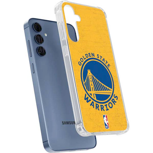 NBA Golden State Warriors Distressed Galaxy A55 5G Clear Case