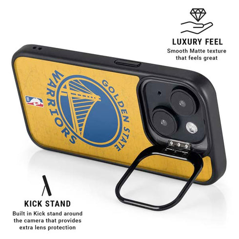 NBA Golden State Warriors Distressed iPhone 15 Plus Kickstand Case