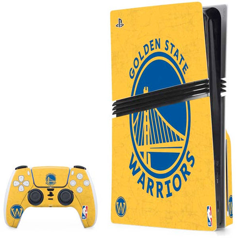 NBA Golden State Warriors Distressed PS5 Pro Disk Bundle Skin