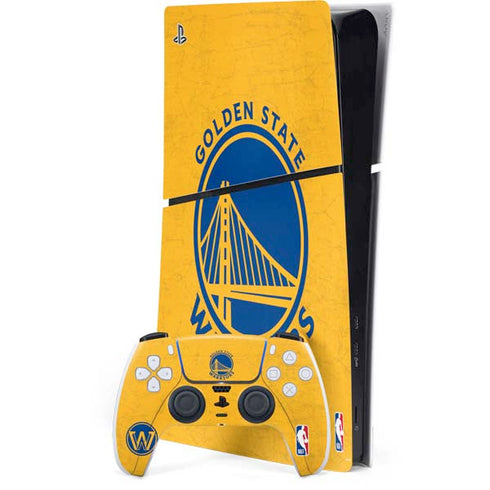 NBA Golden State Warriors Distressed PS5 Slim Digital Edition Bundle Skin
