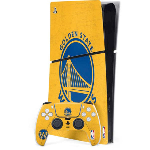 NBA Golden State Warriors Distressed PS5 Slim Digital Edition Console Skin