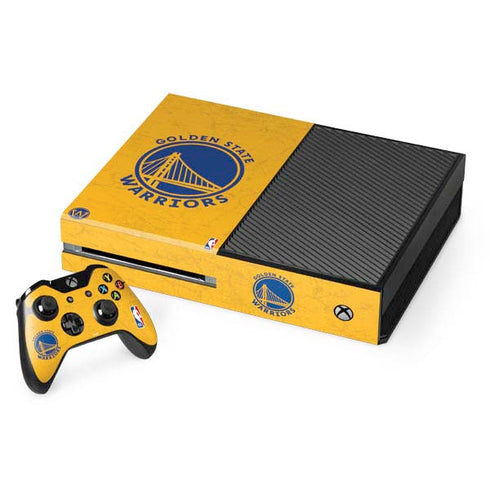 NBA Golden State Warriors Distressed Xbox One Console and Controller Bundle Skin
