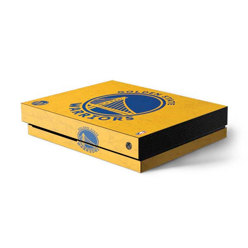 NBA Golden State Warriors Distressed Xbox One X Console Skin