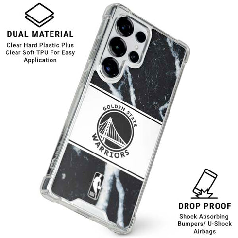 NBA Golden State Warriors Marble Galaxy S25 Ultra Clear Case
