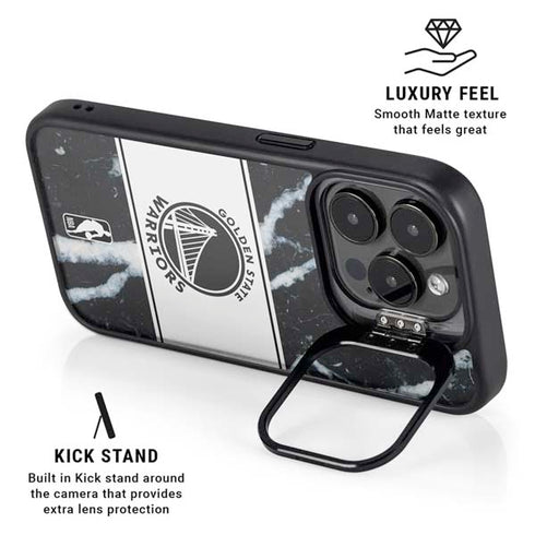 NBA Golden State Warriors Marble iPhone 15 Pro Kickstand Case