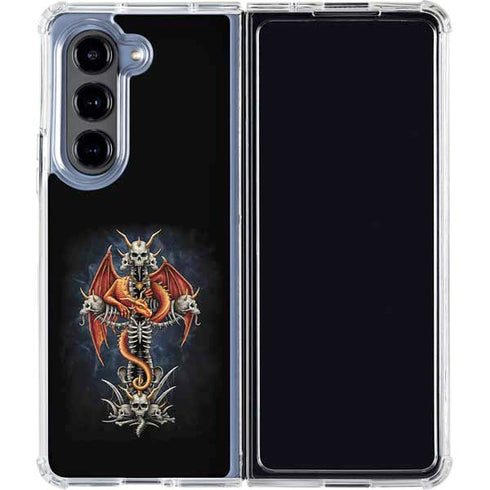Gothic Dragon & Skull Cross by Sarah Richter Galaxy Z Fold5 5G Clear Case