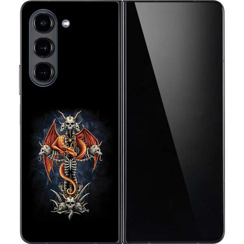 Gothic Dragon & Skull Cross by Sarah Richter Galaxy Z Fold5 5G Skin