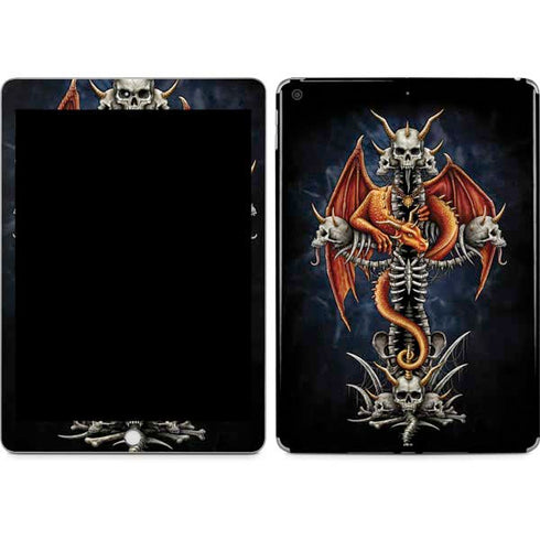 Gothic Dragon & Skull Cross by Sarah Richter Apple iPad Skin