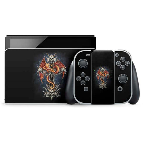 Gothic Dragon & Skull Cross by Sarah Richter Nintendo Skins