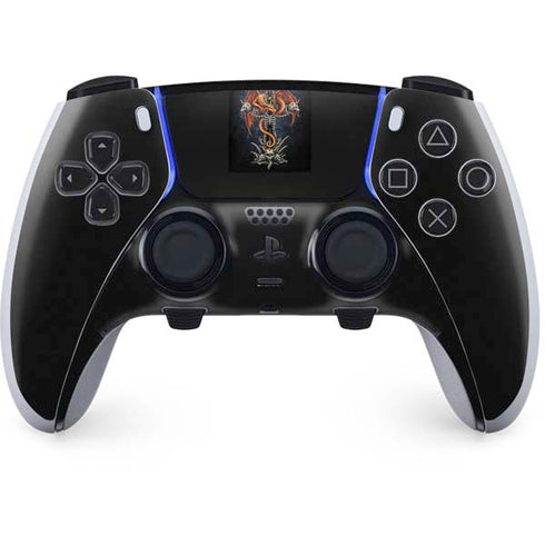 Gothic Dragon & Skull Cross by Sarah Richter PS5 DualSense Edge Pro Controller Skin