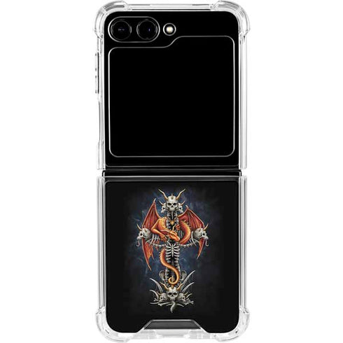 Gothic Dragon & Skull Cross by Sarah Richter Galaxy Z Flip6 Clear Case