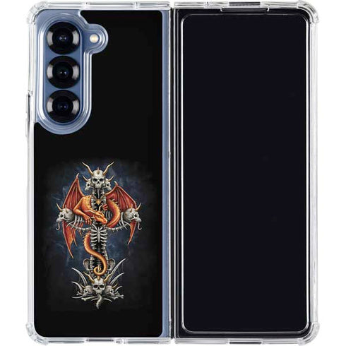 Gothic Dragon & Skull Cross by Sarah Richter Galaxy Z Fold6 Clear Case