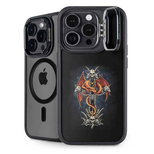 Gothic Dragon & Skull Cross by Sarah Richter iPhone 13 Pro Kickstand Case