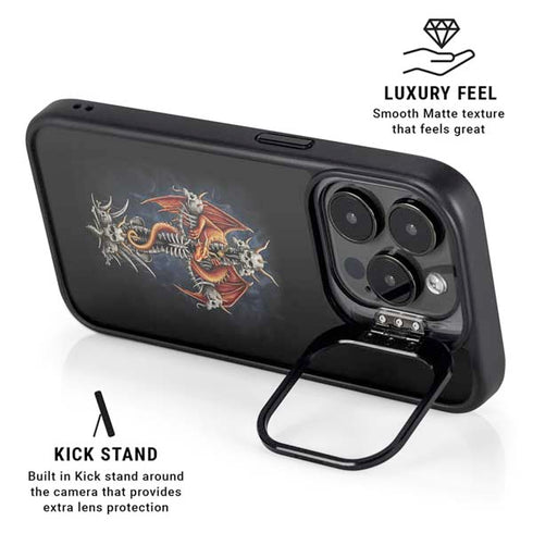 Gothic Dragon & Skull Cross by Sarah Richter iPhone 13 Pro Kickstand Case