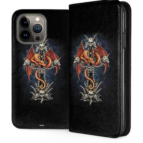 Gothic Dragon & Skull Cross by Sarah Richter iPhone 13 Pro Max Folio Case