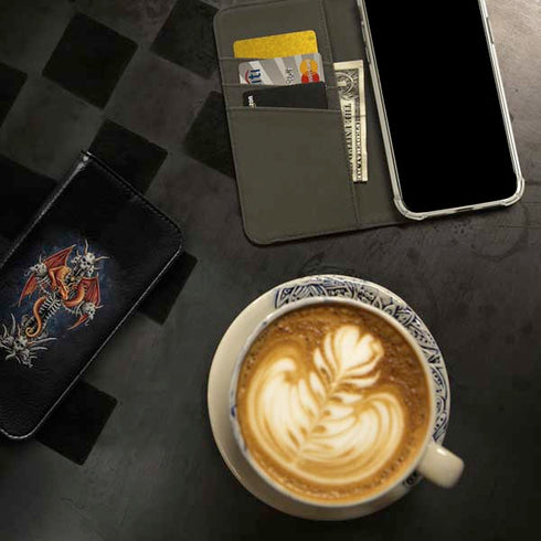 Gothic Dragon & Skull Cross by Sarah Richter iPhone 13 Pro Max Folio Case
