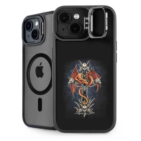 Gothic Dragon & Skull Cross by Sarah Richter iPhone 14 Kickstand Case