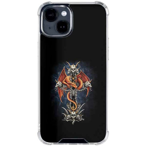 Gothic Dragon & Skull Cross by Sarah Richter iPhone 15 Clear Case