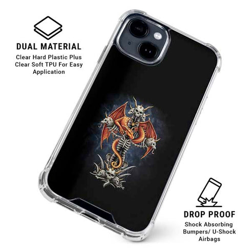 Gothic Dragon & Skull Cross by Sarah Richter iPhone 15 Clear Case