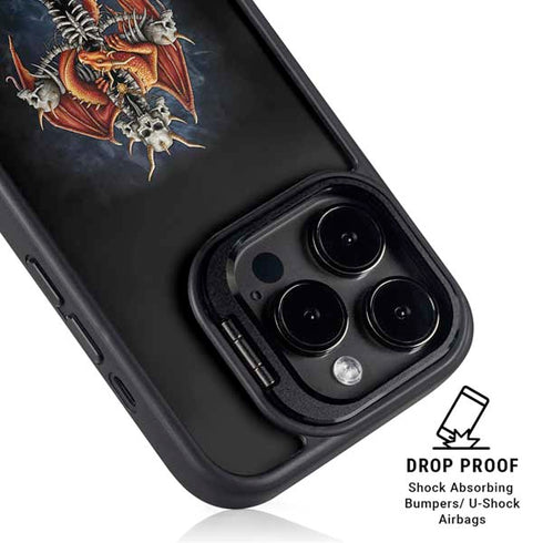 Gothic Dragon & Skull Cross by Sarah Richter iPhone 15 Pro Kickstand Case