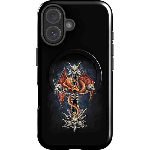 Gothic Dragon & Skull Cross by Sarah Richter iPhone 16 Magsafe Impact Case