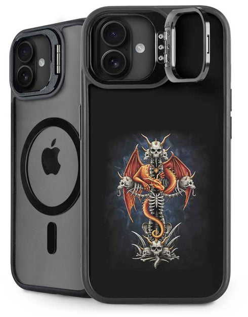 Gothic Dragon & Skull Cross by Sarah Richter iPhone 16 Plus Kickstand Case