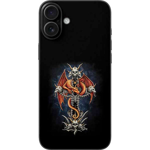 Gothic Dragon & Skull Cross by Sarah Richter iPhone 16 Plus Skin