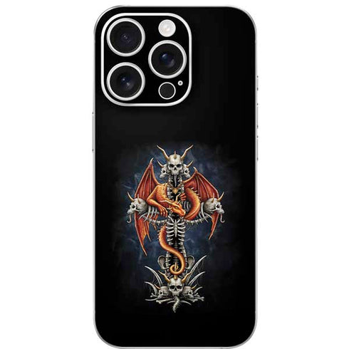 Gothic Dragon & Skull Cross by Sarah Richter iPhone 16 Pro Skin