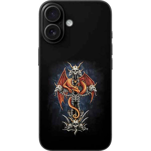 Gothic Dragon & Skull Cross by Sarah Richter iPhone 16 Skin