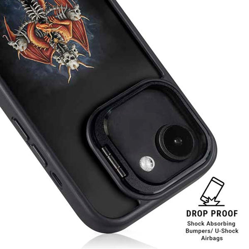 Gothic Dragon & Skull Cross by Sarah Richter iPhone 16e Kickstand Case