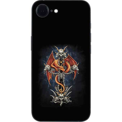 Gothic Dragon & Skull Cross by Sarah Richter iPhone 16e Skin