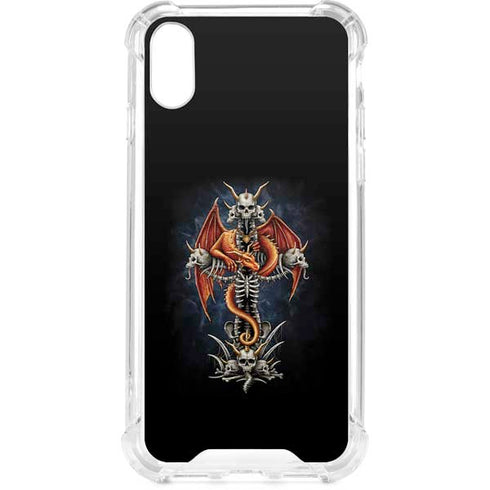 Gothic Dragon & Skull Cross by Sarah Richter iPhone XS Clear Case