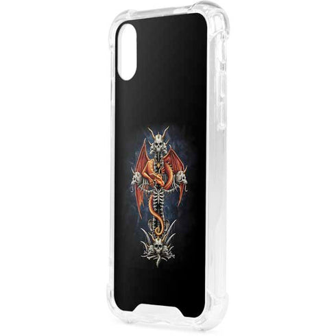 Gothic Dragon & Skull Cross by Sarah Richter iPhone XS Clear Case
