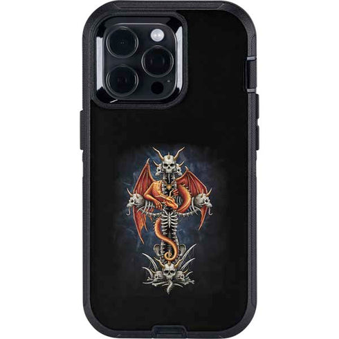 Gothic Dragon & Skull Cross by Sarah Richter Otterbox Defender iPhone Skin