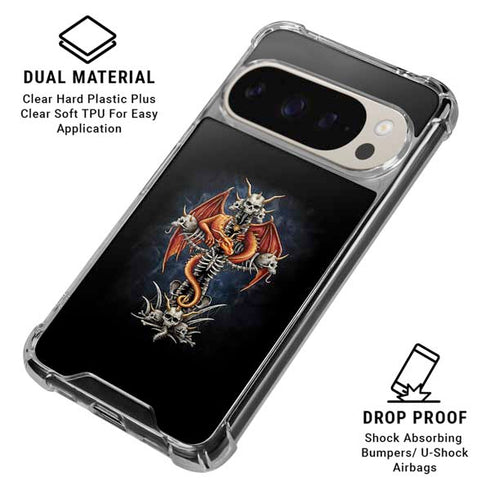 Gothic Dragon & Skull Cross by Sarah Richter Pixel 9/9 Pro Clear Case