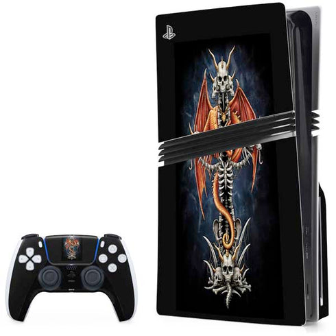 Gothic Dragon & Skull Cross by Sarah Richter PS5 Pro Disk Bundle Skin